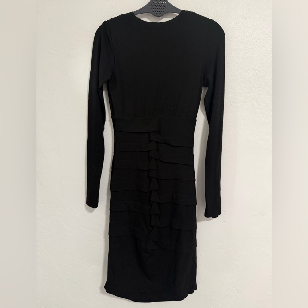 Nicole Miller Atelier Little Black Bandage Dress Long Sleeve V-Neck Bodycon XS - Picture 4 of 11
